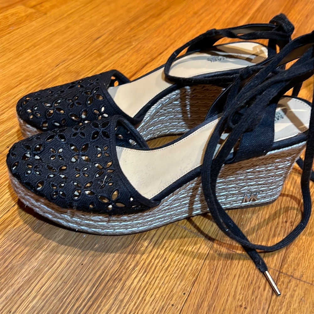 Platform wedge ankle tie sandal
